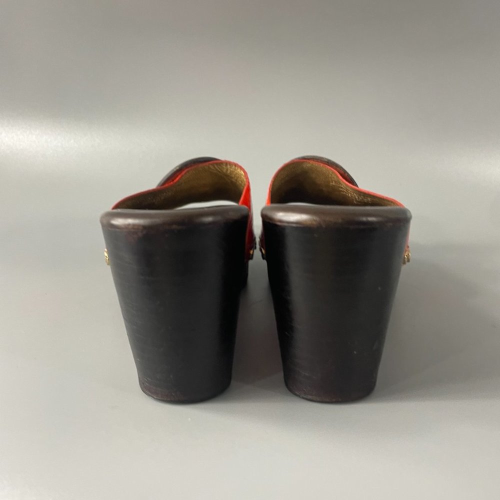 Tory Burch Platform Slides Orange Patent Leather Top, Size 8 M - Picture 6 of 12